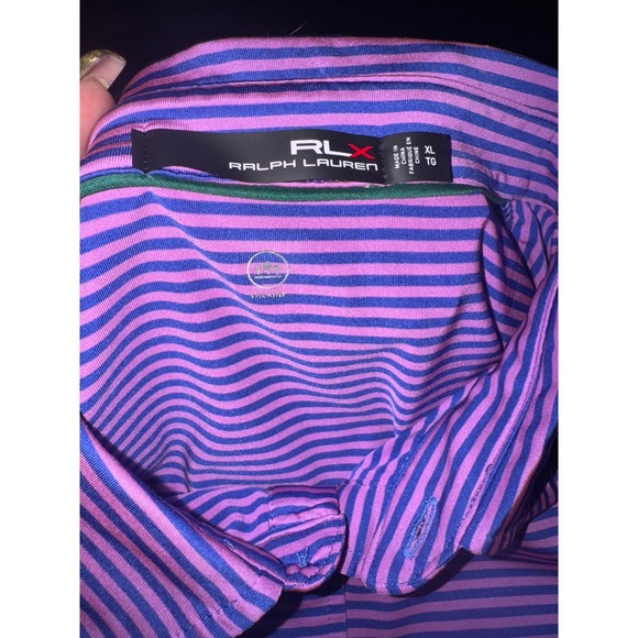 RLX Ralph Lauren men's purple striped polo shirt size‎ XL - Picture 5 of 7